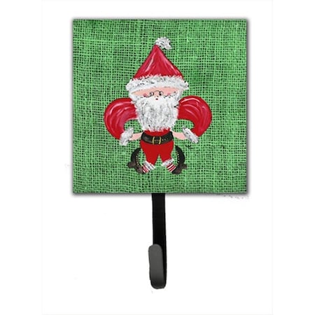 Carolines Treasures Christmas Santa Fleur de lis Leash Holder Or Key Hook 8746SH4